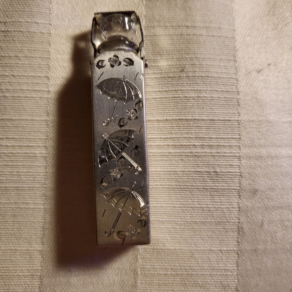 Vintage sterling silver perfume bottle case and bottle